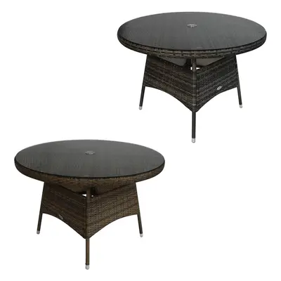 Charles Bentley Seater Round Rattan Dining Table with Parasol Hole for Umbrella - Weatherproof i