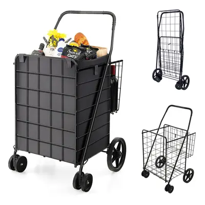 Folding Shopping Cart Portable Utility Grocery Cart 120L Capacity