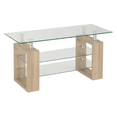 Milan TV Unit Sonoma Oak Effect Veneer/Clear Glass/Silver