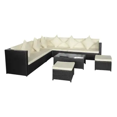 vidaXL Piece Garden Sofa Set Poly Rattan Black