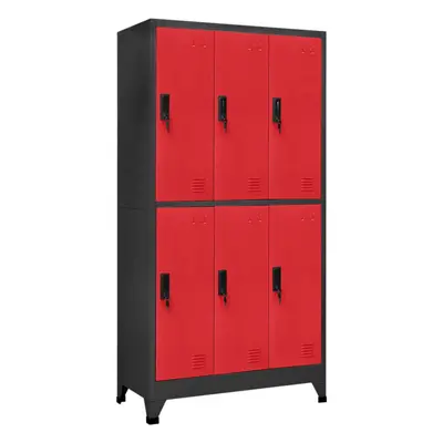 vidaXL Locker Cabinet Anthracite and Red Steel Office Storage Locker Cabinet