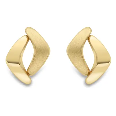 Jewelco London 9ct Yellow Gold Satin Brushed Boomerang Stud Earrings - SENR02875