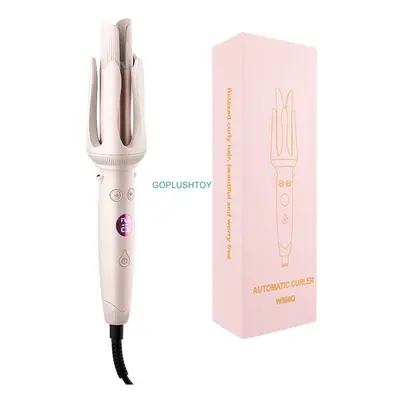 (Pink) Cordless Automatic Hair Curler Portable Curling Tongs Rotating Curling Iron Auto Curler