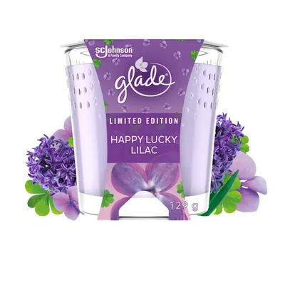 Jar Candle, Scented Candle Infused with Essential Oils, Hour Burn Time, Happy Lucky Lilac, Pack 