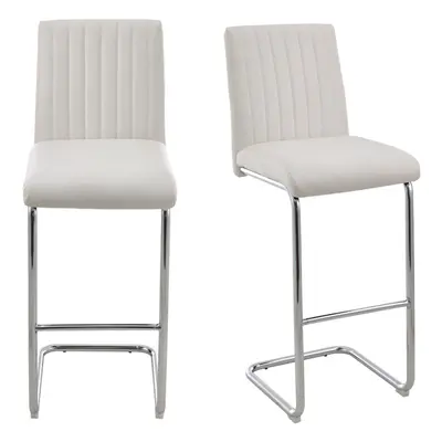 (White) Pcs PU Leather Bar Stools with Backrest for Pub Dining Room