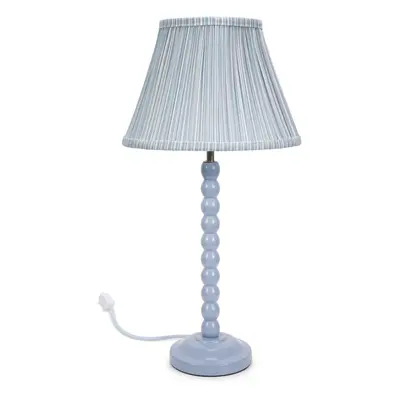 ValueLights Bobbins Blue Stripe Pleated Shade Powder Blue Table Lamp