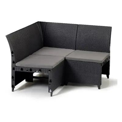 Keter Garden Corner Element Rosalie Graphite Outdoor Patio Corner Sofa Seating