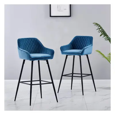 (Teal(Velvet), Bar Stools) Bar Stool Breakfast High Counter Chair Pub Kitchen