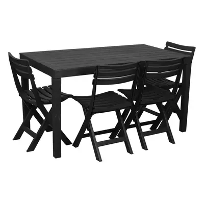 (4 Chairs) Rectangle Garden Dining Table & Folding Chairs