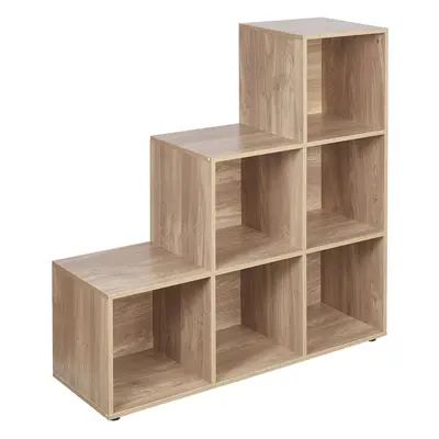 (Oak) Cube Step Storage Unit Shelf Organiser Bookcase