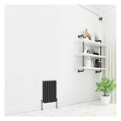 (Horizontal 600x413mm - Double) NRG Premium Black Radiator Oval Column Designer Central Heating 