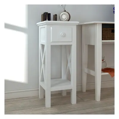 White Telephone Side Table with Drawer