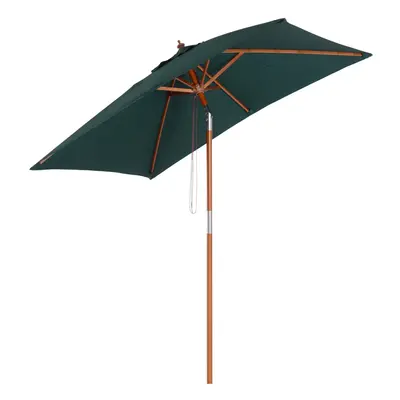 Outsunny Wooden Patio Umbrella Market Parasol Outdoor Sunshade Ribs Green