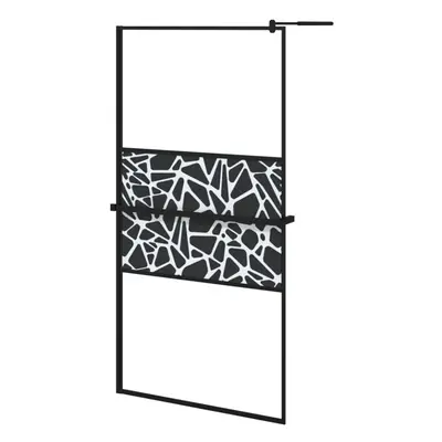 (black, x cm/stone design) vidaXL Walk-in Shower Wall Bath Enclosure with Shelf ESG Glass and Al