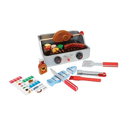 Melissa & Doug Rotisserie & Grill Barbecue Set | Pretend Play | Wooden Food | 3+ | Gift for Boy 