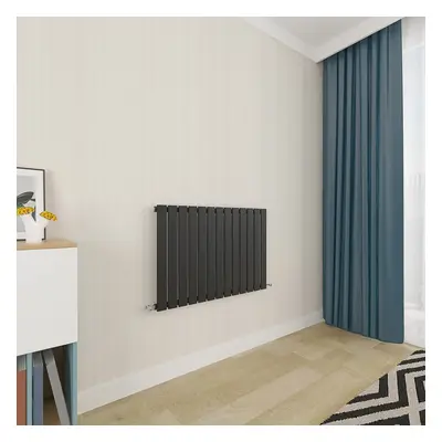 (600x1020mm Single) Horizontal flat radiator black all sizes