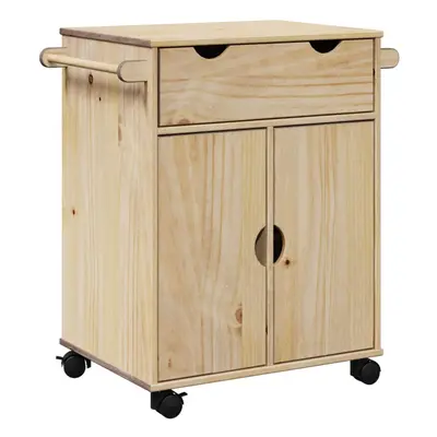 vidaXL Kitchen Trolley Rolling Cart Serving Trolley Bar Cart Solid Wood Pine