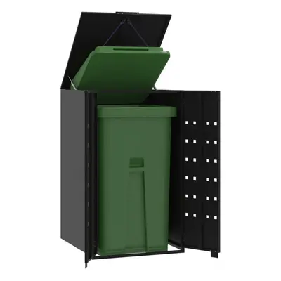 vidaXL Wheelie Bin Storage for Single Bin Black 69x79x117 cm Steel