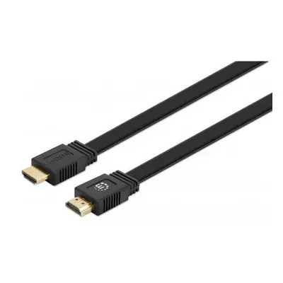 Manhattan HDMI Cable with Ethernet (Flat), 4K@60Hz, 15m, to M, Ultra HD 4k x 2k, Fully Shielded,