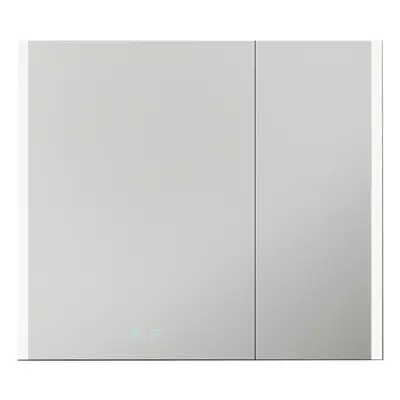 800 x 700mm IP44 LED Twin Bathroom Mirror Cabinet - Bluetooth Speaker & Demister