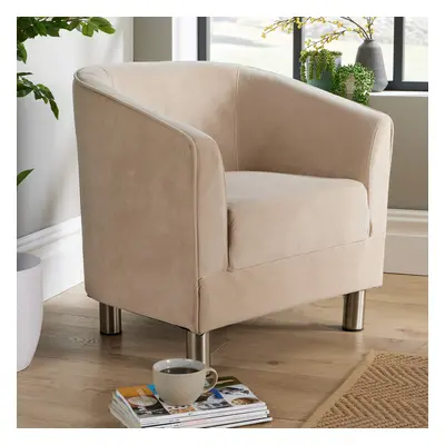 (Putty) Home Source Dorothy Velvet Padded Occasional Accent Tub Chair