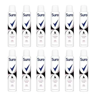 Sure Invisible Pure Anti-Perspirant Aerosol deodorant for women 200ml (Pack of 12)