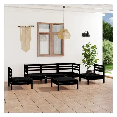 vidaXL Solid Pinewood Garden Lounge Set Piece Black Outdoor Seating Sofa