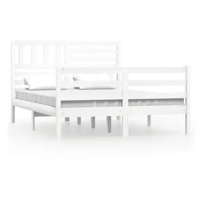 (white, x cm) vidaXL Bed Frame Bed Base Bedstead Bedroom Mattress Foundation Solid Wood