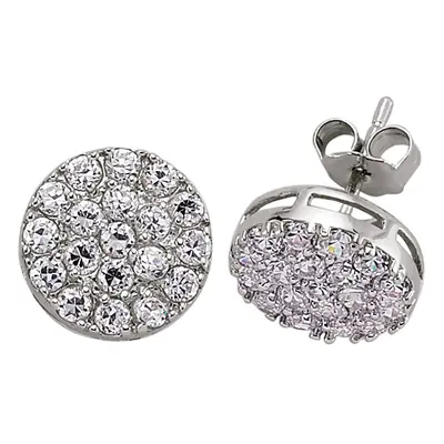 Jewelco London Ladies Sterling Silver Cubic Zirconia Disco Ball Stud Earrings - GVE150