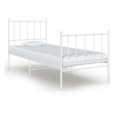 vidaXL Bed Frame White Metal 90x200 cm Home Bedroom Furniture Bed Base Unit