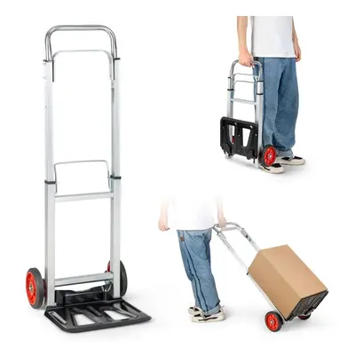 Folding Sack Platform Truck W/Telescopic Push Handle & Wheels Heavy Duty