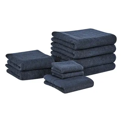 Set of Cotton Terry Towels Dark Blue MITIARO