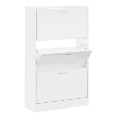 (High gloss white, x x cm (W x D x H)) New Wood Shoe Cabinet 2Drawer Storage Cupboard Rack Shelf