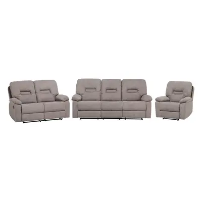 Fabric Manual Recliner Living Room Set Taupe Beige BERGEN