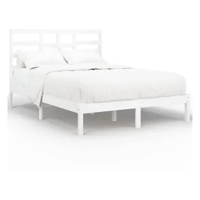 (white, x cm) vidaXL Bed Frame Bed Base Bedstead Bedroom Mattress Foundation Solid Wood