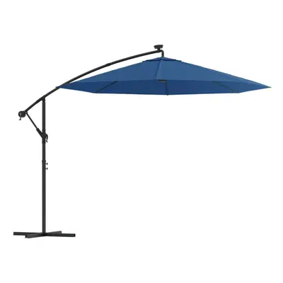 vidaXL Cantilever Umbrella with LED Lights and Steel Pole 300cm Azure Parasol