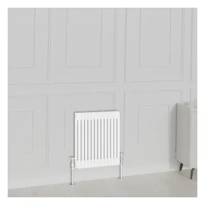 (600x605mm-2 Column, White) NRG Traditional Radiator Horizontal Vertical Cast Iron Style Double 