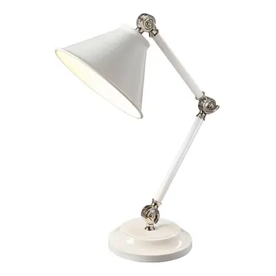 Table Lamp White Highly Polished Nickel Finish LED E27 60W Bulb