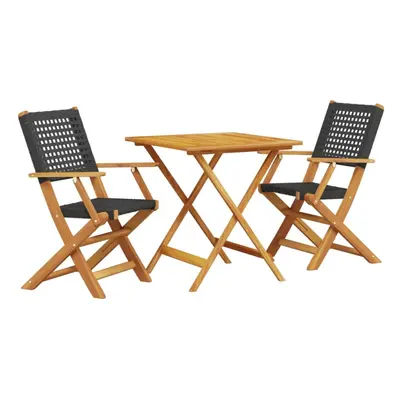 vidaXL Bistro Set Piece Outdoor Bar Set Black Poly Rattan and Solid Wood