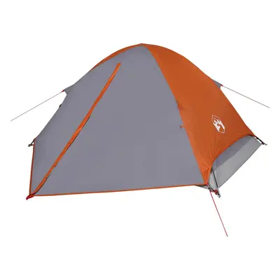 vidaXL Camping Tent Dome 4-Person Lightweight Tent Grey and Orange Waterproof