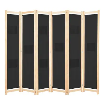 vidaXL 6-Panel Room Divider Black 240x170cm Fabric Privacy Screen Partition