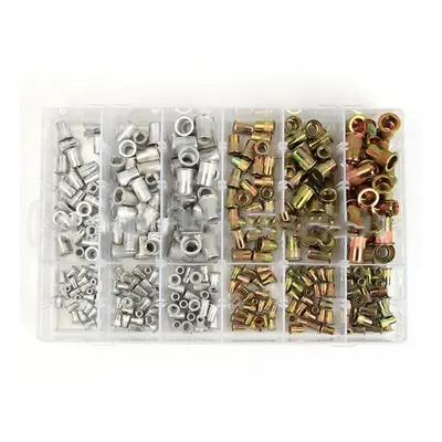 300Pcs Rivet Nuts Rivnut Color-plated Zinc and Aluminum Rivet Insert Nuts Assortment Kit