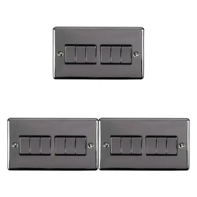 3 PACK Gang Metal Multi Light Switch BLACK NICKEL Way 10A Black Trim