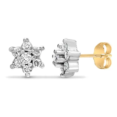 Jewelco London Ladies Solid 9ct Yellow Gold Cluster Set Round J I1 0.5ct Diamond Cluster Stud Ea