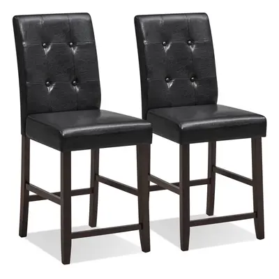 Set of Bar Stools Upholstered Bar Counter Height Chair With Button-Tufted Back