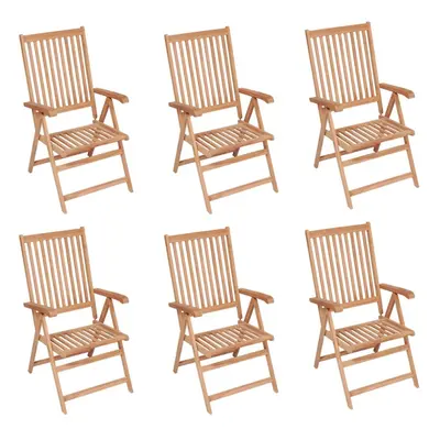 vidaXL 6x Solid Teak Wood Reclining Garden Chairs Wooden Dining Dinner Seat