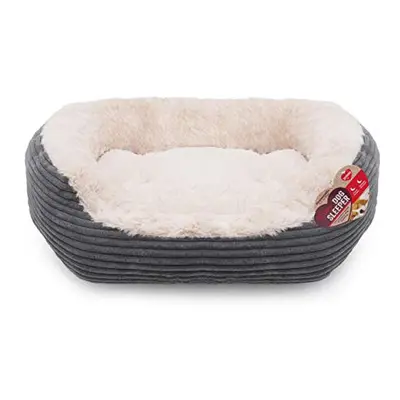 Rosewood Grey Jumbo Cord/Plush Oval Dog Bed, Large