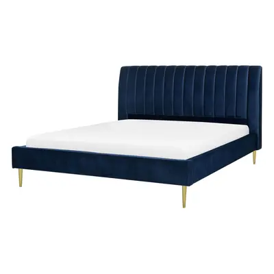 Slatted Bed MARVILLE x cm (EU Super King) Velvet Navy Blue