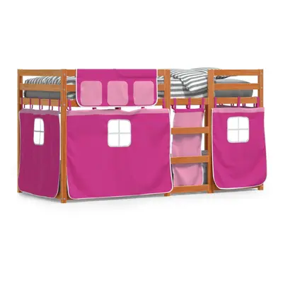 (light brown and pink, x cm) vidaXL Bunk Bed with Curtains Kids Twin Sleeper Blue 80x200 cm Soli