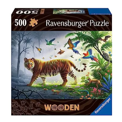 17514 Wooden Jigsaw Puzzle for Adults and Kids Age Years Up-Jungle Tiger Pieces, Black